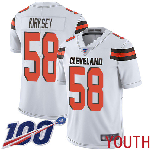 Cleveland Browns Christian Kirksey Youth White Limited Jersey #58 NFL Football Road 100th Season Vapor Untouchable->youth nfl jersey->Youth Jersey